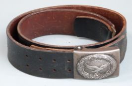 German Third Reich Nazi Luftwaffe steel belt buckle, J.C Maedicke Berlin 1942 to leather tab, with