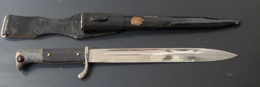 German KS98 pattern bayonet with Carl Eickhorn to ricasso, 25cm fullered blade, scabbard and frog