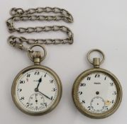 Two British Railways Midland region Phenix keyless winding open faced pocket watches, both with