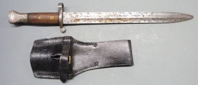 British 1888 pattern Mk1 second type bayonet, no stamps, with 30cm blade and frog