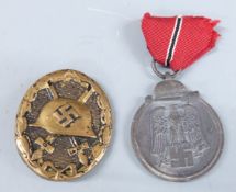 German Third Reich Nazi wound badge together with an Eastern Front 1941-1942 medal