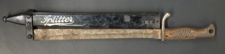 German s98/05 pattern post WWI conversion sawback bayonet converted to a wood splitter, sawback