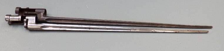 Two Russian Mosin Nagent 1891 pattern socket bayonets, both with 42cm cruciform blades, one with