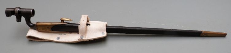 British 1876 pattern socket bayonet converted to 1895 pattern Martini Enfield, clear stamps to