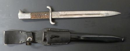 German Fireman's long pattern dress bayonet with blank pommel, S shaped quillon, Staghorn type