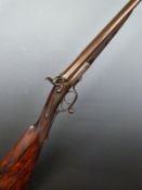 Samuel Ebrall 12 bore side by side hammer action shotgun with named and engraved lock, engraved
