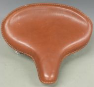 Vintage motorcycle seat with leather covering and chrome springs below, width 46cm
