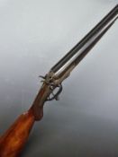T Stensby 12 bore side by side hammer action shotgun with named and engraved lock, engraved