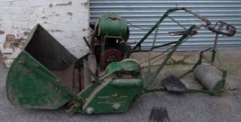 Vintage Dennis 30 inch lawnmower with hand start side valve engine, by repute ex Rolls Royce Derby
