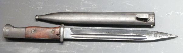 German 84/98 pattern bayonet with flashguard, 7459 42 ASW to ricasso, 25cm fullered blade, with
