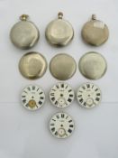 Quantity of Great Western Railway pocket watch parts including four Rotherhams movements marked