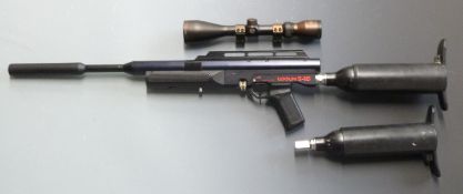Logun S-16 take down PCP air rifle with pistol grip, 16 shot magazine, sound moderator, spare bottle