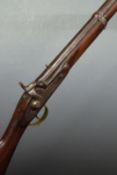 Indian Army 20 bore percussion hammer action two band cavalry carbine rifle with lock stamped 1856