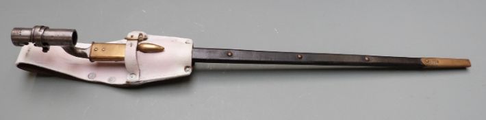 British 1876 pattern Martini Henry socket bayonet with clear stamps to 55cm blade, with first