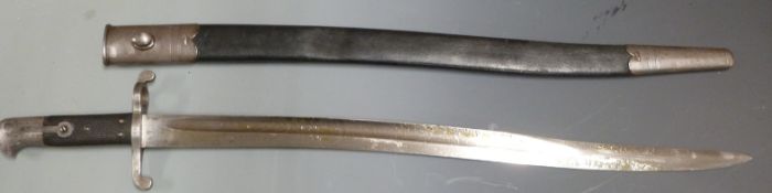 British 1863 pattern Whitworth sword bayonet, some clear stamps to ricasso, pommel, blade and 2.60.