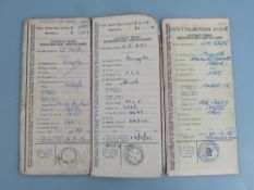 Three 'buff' motorcycle logbooks comprising 1928 Raleigh, 1929 Francis Barnett and 1932 Ariel
