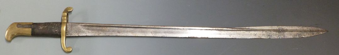 British Sappers/ Miners 1855 pattern Lancaster sword bayonet with brass pommel and stamped 44th to