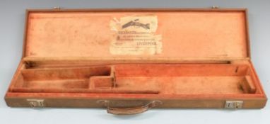 Westley Richards canvas bound shotgun case with fitted interior and 'Westley Richards (Liverpool)