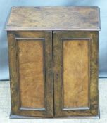Victorian burr walnut cabinet, drawer within, W38 D26 H42cm