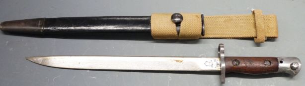 British 'Indian' pattern bayonet No1 Mk2, some clear stamps to ricasso, with square pommel and
