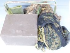 Two hide nets, two seats and a lockable steel box