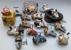 Sixteen vintage fixed spool fishing reels including Daiwa, many Ambidex of various models, Roddy,