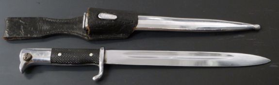German KS98 pattern bayonet with 25cm fullered blade, scabbard and frog