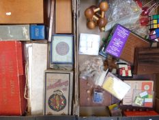A collection of vintage games including a wooden chess set, Mah Jong, solitaire, Scandinavian wooden