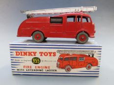 Dinky Toys diecast model Fire Engine with Extending Ladder and red body and hubs, 955, in original
