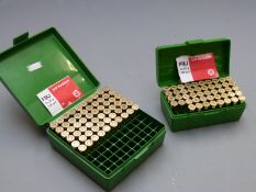 One-hundred-and-eight .357 Magnum rifle cartridges, in hard cases. PLEASE NOTE THAT A VALID RELEVANT