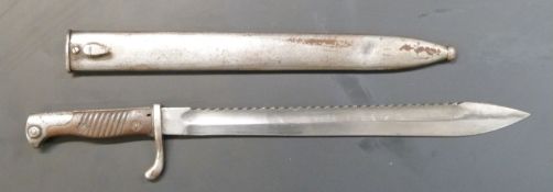 German 1898/05 pattern bayonet later type with muzzle ring trimmed and flashguard, clear stamps,