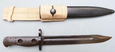 British trials X4E1 bayonet made at Enfield with 20cm fullered bowie blade, scabbard and frog