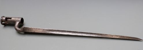 British 1842 pattern socket bayonet with some clear stamps to 43cm blade and A51 to socket