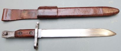 Canadian M1910 pattern knife bayonet for the Ross rifle with clear stamps to pommel, 25cm hatched