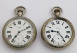 Two London Midland and Scottish railway Limit keyless winding open faced pocket watches, each with