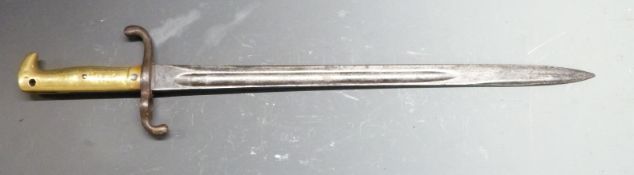 German 1571 pattern bayonet with brass grooved grip, Alex Coppel to ricasso and 47cm fullered blade