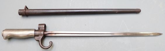 French 1886/35 pattern Lebel bayonet with 33.5cm cruciform blade and scabbard