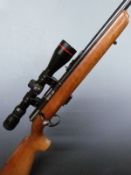 BSA Sportsman Five .22LR bolt-action rifle with semi-pistol grip, raised cheek piece, sling