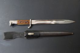 German KS98 pattern bayonet with Kirschbaum maker's mark to ricasso, staghorn style grips, 25cm