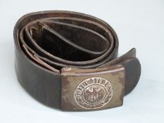 German Third Reich Nazi belt buckle 'Gott Mit Uns' logo, some olive green paint, unmarked but