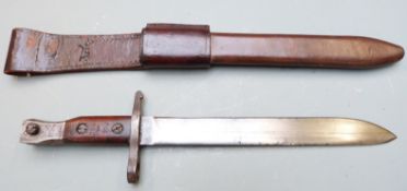 Canadian M1910 pattern knife bayonet for the Ross rifle with clear stamps to pommel and hilt