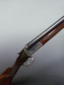 AYA No. 4 12 bore side by side ejector shotgun with named and engraved lock, engraved trigger guard,