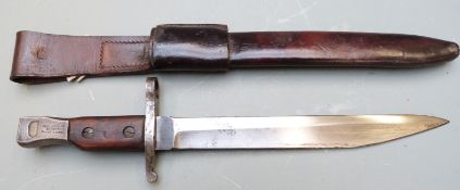 Canadian M1910 pattern knife bayonet for the Ross rifle with some clear stamps to pommel, 25cm