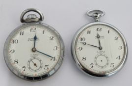 Two British Railways Montine keyless winding open faced pocket watches, both with subsidiary seconds
