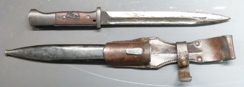 German 84/98 pattern bayonet with flashguard, stamped Jos. Corts 1822 to ricasso, RZM and Eickhorn