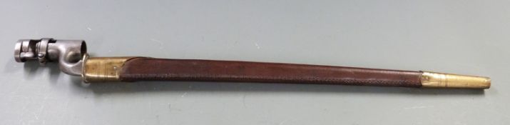 British 1853 pattern socket bayonet with some clear stamps to 43cm blade and 235 to socket, with