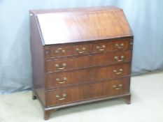 Georgian inlaid mahogany bureau with fitted interior, W100 D55 H104cm