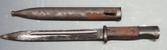 German 84/98 pattern bayonet with flashguard, 44 fNJ 6041 to ricasso and 25cm fullered blade