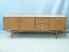 G-Plan retro sideboard with three cupboards and four drawers, W206 D46 H79cm