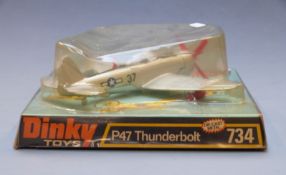 Dinky Toys diecast model P47 Thunderbolt aeroplane, 734, in original bubble packed box.